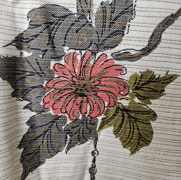 Vintage barkcloth shimmer fabric novelty print Pembroke yardage - Picture 4 of 4